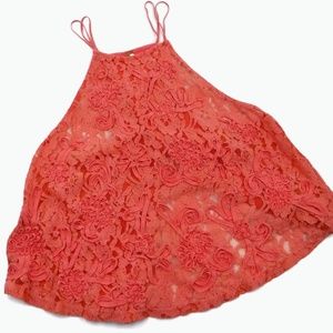 FREE PEOPLE Crochet Lace Applique TulipBack Tank Sz S